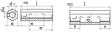 DIN 1479 Гайка (муфта) стяжная стальная шестигранная