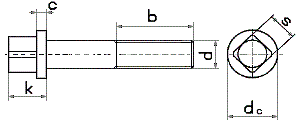 DIN 478 Винт установочный с квадратной головкой и буртиком, соответствует ГОСТ 1488