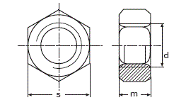 DIN 5587 Гайка шестигранная высокая, нержавеющая, с фаской, размеры резьбы от М3 до М56