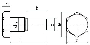 DIN 609 Болт стяжной призонный шестигранный с длинной резьбовой цапфой