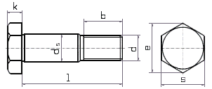 DIN 610 Болт стяжной призонный с шестигранной головкой и короткой резьбовой цапфой