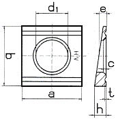 DIN 6918 Шайба косая квадратная клиновая с двумя проточками (8 Grad) для высоконагруженных резьбовых соединений (HV) стальных конструкций