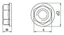 Гайка шестигранная самоконтрящаяся с фланцем ~DIN 6923, оцинкованная, высокопрочная, размеры резьбы М5 М6 М8 М10 М12 М16, нержавейка