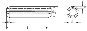 DIN 7346 Штифт пружинный цилиндрический трубчатый разрезной, форма А - с двумя фасками