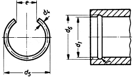 DIN 7993 B Кольцо стопорное пружинное внутреннее из проволоки, круглого сечения для отверстий