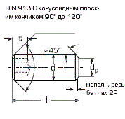 DIN 913 Винт установочный с плоским концом, с внутренним шестигранником соответствует ГОСТ 11074, ISO 4026