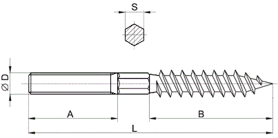 Шпилька сантехническая (винт-шуруп) для крепления хомутов труб, сантехники