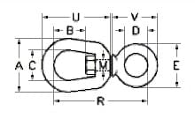 Вертлюги петля-кольцо, размеры от 6 до 20 мм